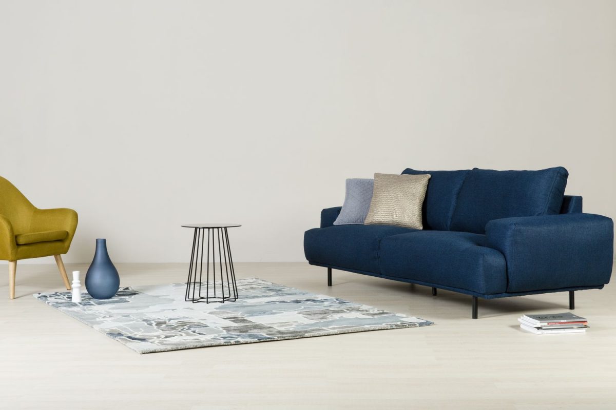 Arlington Sofa - Astro resting chair - Casia coffee side table - PAZZO Light Blue rugs